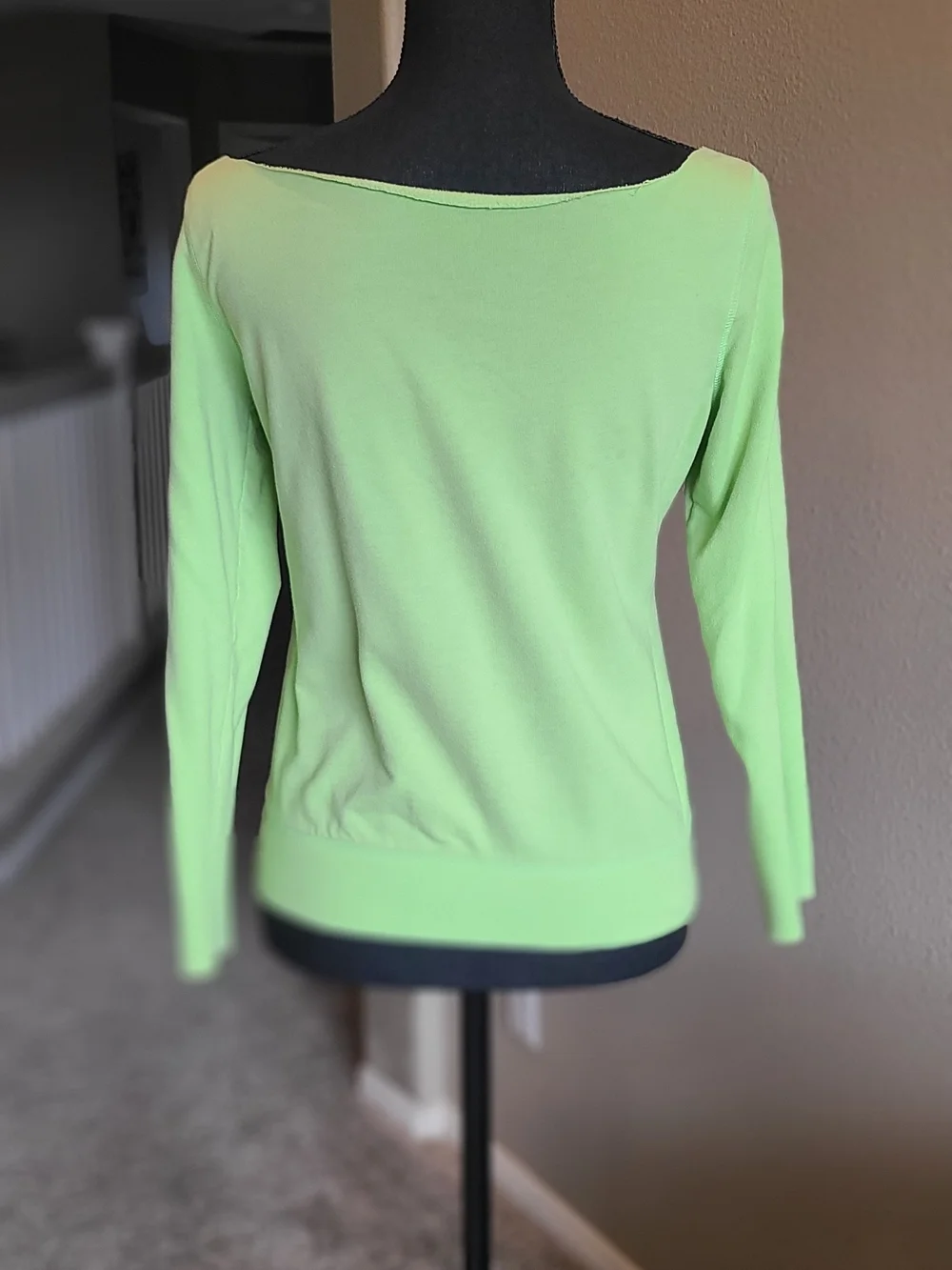 PINK Victoria's Secret Neon Lime "LOVE PINK" Off-Shoulder Sweatshirt - Picture 3 of 6
